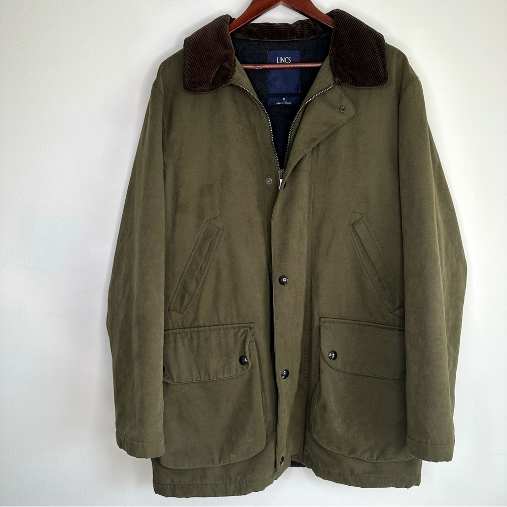 Lincs Green Corduroy Coat Size Medium